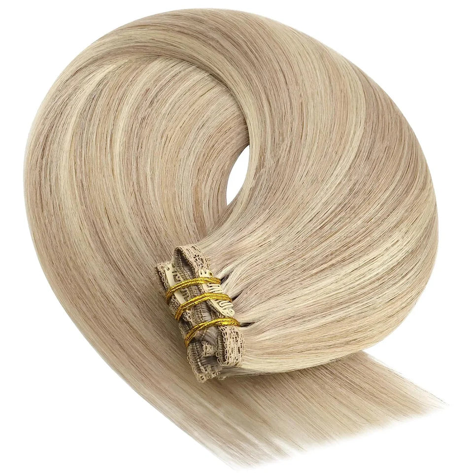 24" Clip In Extensions - Beige Blonde 613/27#
